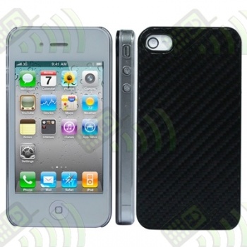 Carcasa trasera Iphone 4 imitaci&oacute;n Fibra Carbono Negra