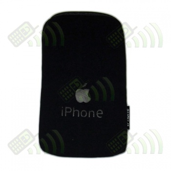 Funda Neopreno Negra Logo Apple 12,5x7cm