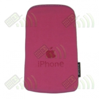 Funda Neopreno Rosa Fucsia Logo Apple 12.5x7cm