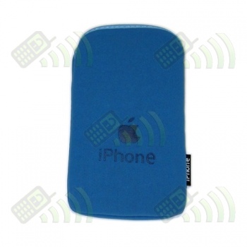 Funda Neopreno Azul Logo Apple 12,5x7cm