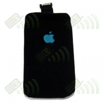 Funda Neopreno Negra/Azul Logo Iphone 12,5x7cm