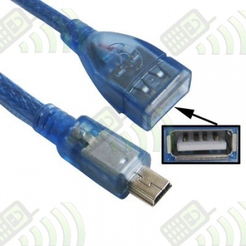 Cable Mini USB-USB Hembra 25 cm Azul