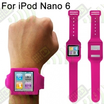 Soporte Mu&ntilde;eca Silicona Ipod Nano 6 Rosa