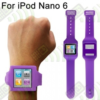 Soporte Mu&ntilde;eca Silicona Ipod Nano 6 Morado
