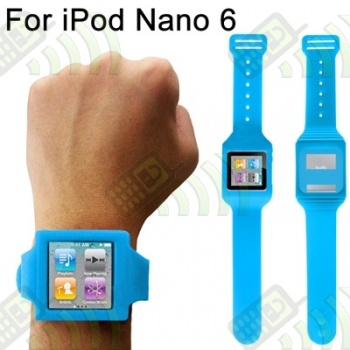 Soporte Mu&ntilde;eca Silicona Ipod Nano 6 Azul