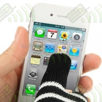 Guantes Blanco y Negro Pantalla capacitiva de m&oacute;vil, iphone, ipad...