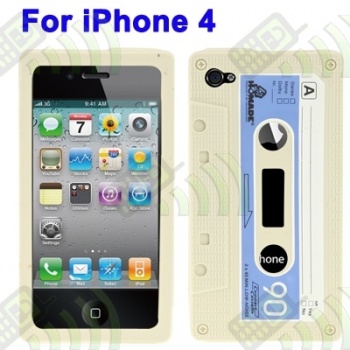 Funda Silicona Iphone 4 / 4S Cassette Blanca