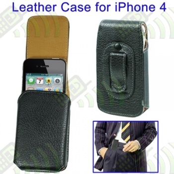 Funda Solapa iPhone 4 Negra Cintur&oacute;n horizontal
