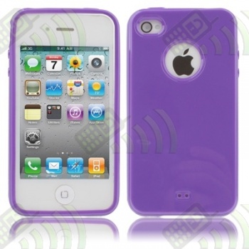 Funda Gel iPhone 4 & 4S Morada Con apertura Logo