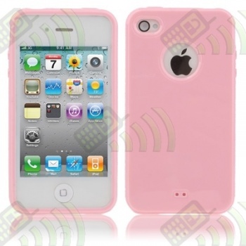 Funda Gel iPhone 4 & 4S Rosa Con apertura Logo