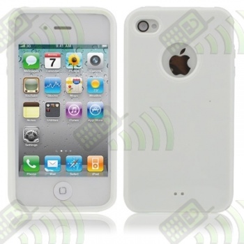 Funda Gel iPhone 4 & 4S Blanco Con apertura Logo