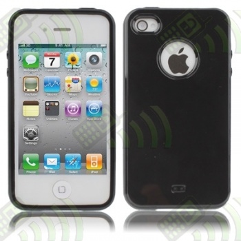 Funda Gel iPhone 4 & 4S Negra Con apertura Logo