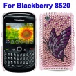 Carcasa trasera Blackberry 8520 Morada Diamantes incrustados