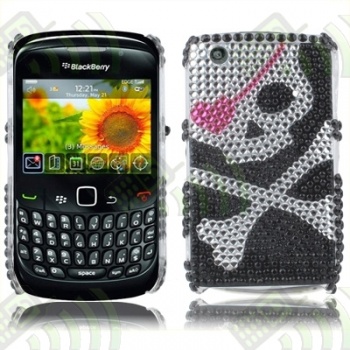 Carcasa trasera Blackberry 8520 Calavera Diamantes incrustados