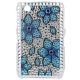 Carcasa trasera Blackberry 8520 Flores Azules Diamantes incrustados