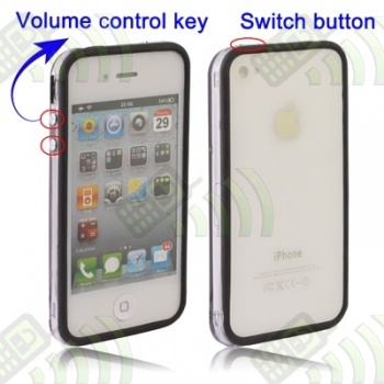 Bumper / Marco Antigolpes Botones Iphone 4 / 4S Negro y Transparente