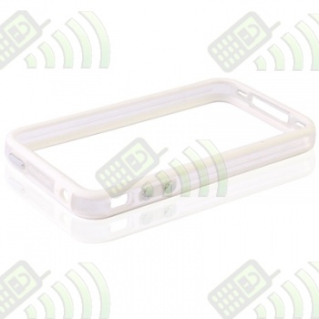 Bumper / Marco Antigolpes Botones Iphone 4 / 4S Blanco y Transparente