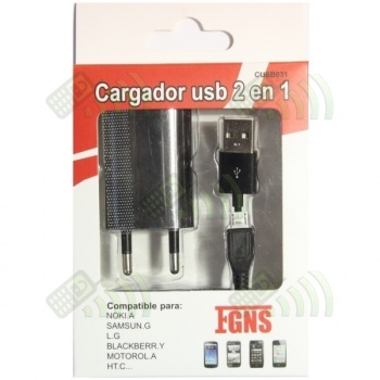 Cargador MicroUSB y USB 2 en 1 de 1000mAh