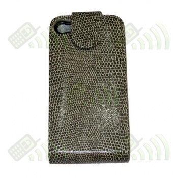 Funda Solapa para iPhone 4G/4S piel de serpiente Dorada