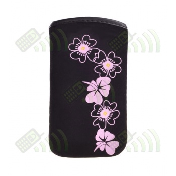 Funda Saco Negra con flores rosas