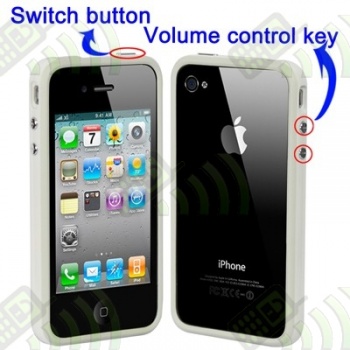 Bumper / Marco Antigolpes Botones Iphone 4 Blanco