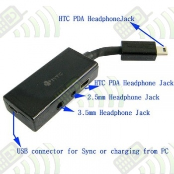 Adaptador Auriculares 4 en 1 Conector HTC USB 11 pines