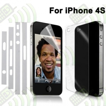 Prot. Pantalla 3 en 1 Lateral+Trasera+Frontal iphone 4S Antihuellas