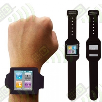 Soporte Mu&ntilde;eca Silicona Ipod Nano 6 Negro
