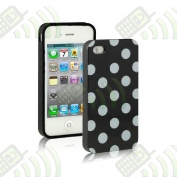 Funda Silicona Gel iPhone 4G/4S Negra Lunares