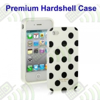 Funda Silicona Gel iPhone 4G/4S Blanca Lunares