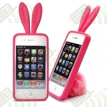 Funda Gel y Soporte iPhone 4 & 4S Conejito Rojo