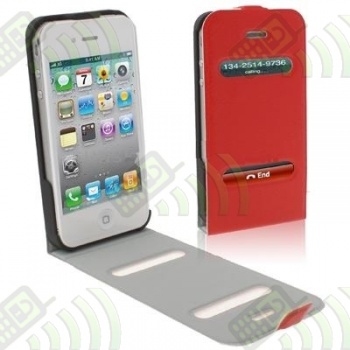 Funda Solapa iPhone 4G / 4S Roja Con Apertura