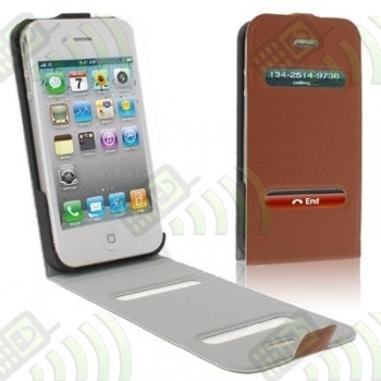 Funda Solapa iPhone 4G / 4S Marron Con Apertura