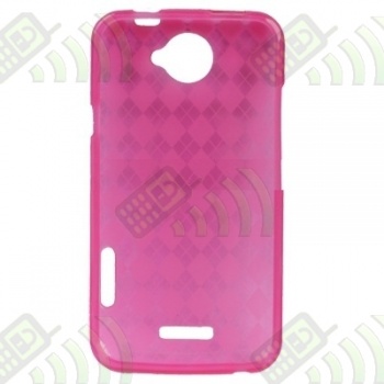 Funda Gel HTC One X Color Rosa Rombos