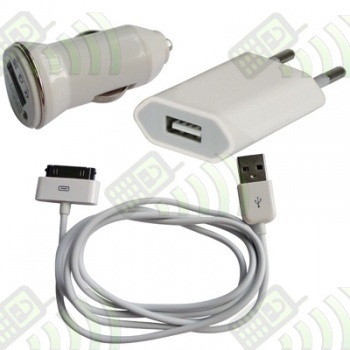 Cargador 3 en 1 casa/coche iPhone Blanco 1A