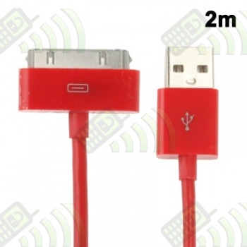 Cable USB Iphone / Ipod / Ipad Rojo 2 mts