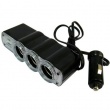 Triplicador Mechero con Puerto USB Negro