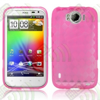 Funda Gel Silicona HTC Sensation XL Rosa Rombos