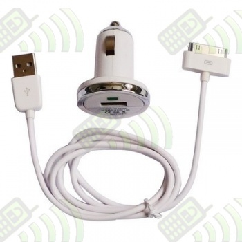 Cargador 2 en 1 USB/coche Iphone Blanco