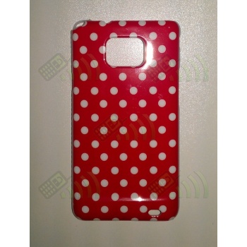Carcasa trasera Roja Samsung Galaxy S2 i9100 Lunares