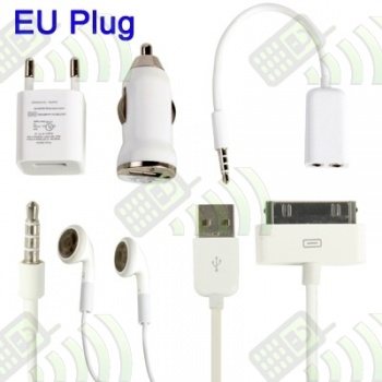 Pack 5 en 1 Cargador y auriculares  Iphone Blanco