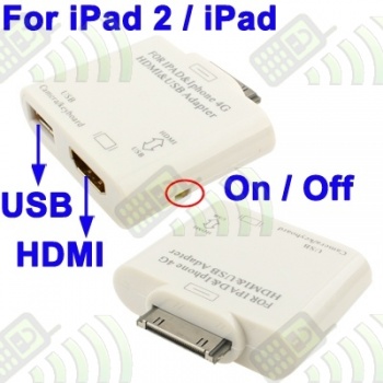 Adaptador HDMI/USB para iPad,2,3, IPhone 4