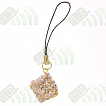 Colgante Movil Cubo Dorado Con Diamantes Dise&ntilde;o
