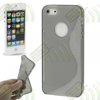 Funda Silicona Gel iPhone 5 Gris Semitransparente S-Type