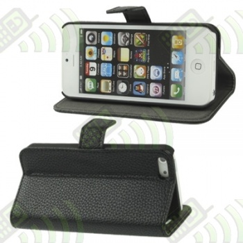 Funda Solapa Negra Adaptable como soporte para iphone 5