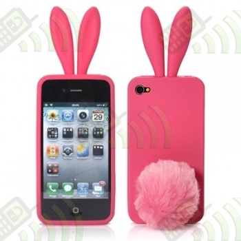 Funda Gel y Soporte iPhone 4 & 4S Conejito Rosa