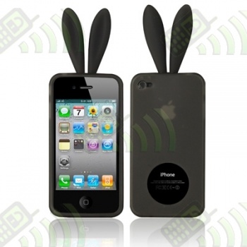 Funda Gel y Soporte iPhone 4 & 4S Conejito Gris