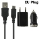 Cargador de Red y Coche USB 3 en 1 Micro USB Negro 1A