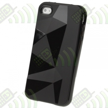 Funda Silicona Gel iPhone 4G/4S Negra Diagonales