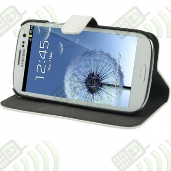 Funda Solapa con Soporte Samsung I9300 Galaxy S III Blanca